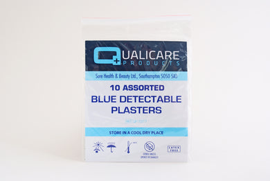 Blue detectable plasters pack of 10 assorted